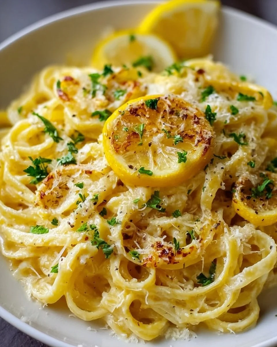 Verschiedene Teller mit frisch zubereiteter Zitronenpasta