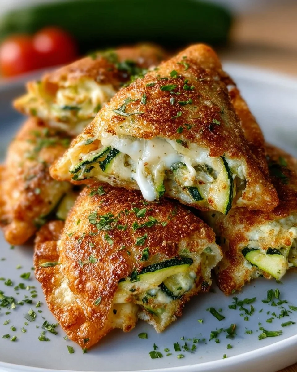 Zucchini Frischkäse Taschen auf einem Teller serviert