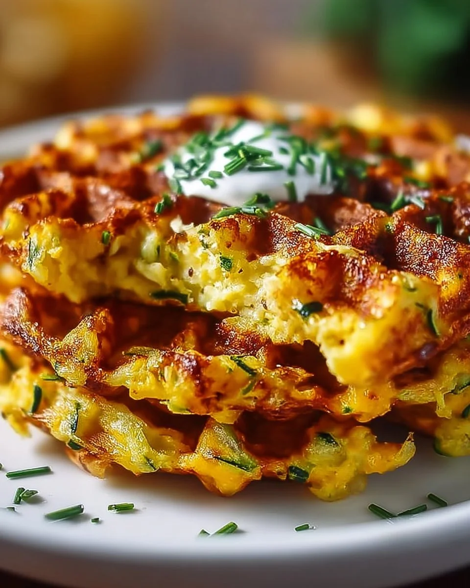 Zucchiniwaffeln mit Cheddar
